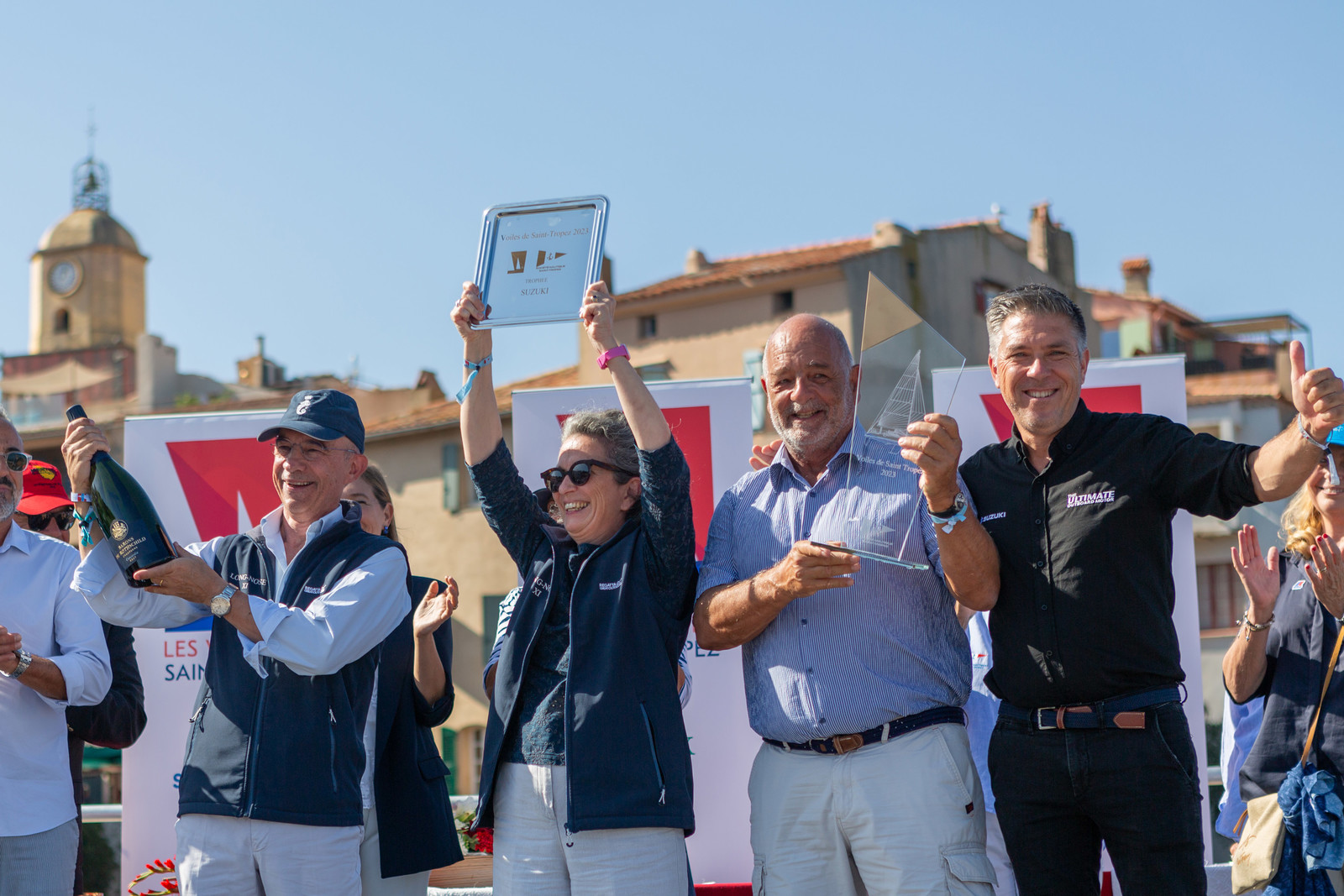 08 10 2023, Saint-Tropez (FRA,83), Les Voiles de Saint-Tropez 2023, Prizegiving classics and moderns 08 10 2023, Saint-Tropez (FRA,83), Les Voiles de Saint-Tropez 2023, Prizegiving classics and moderns