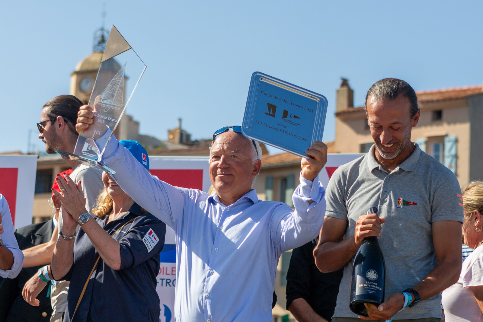 08 10 2023, Saint-Tropez (FRA,83), Les Voiles de Saint-Tropez 2023, Prizegiving classics and moderns 08 10 2023, Saint-Tropez (FRA,83), Les Voiles de Saint-Tropez 2023, Prizegiving classics and moderns