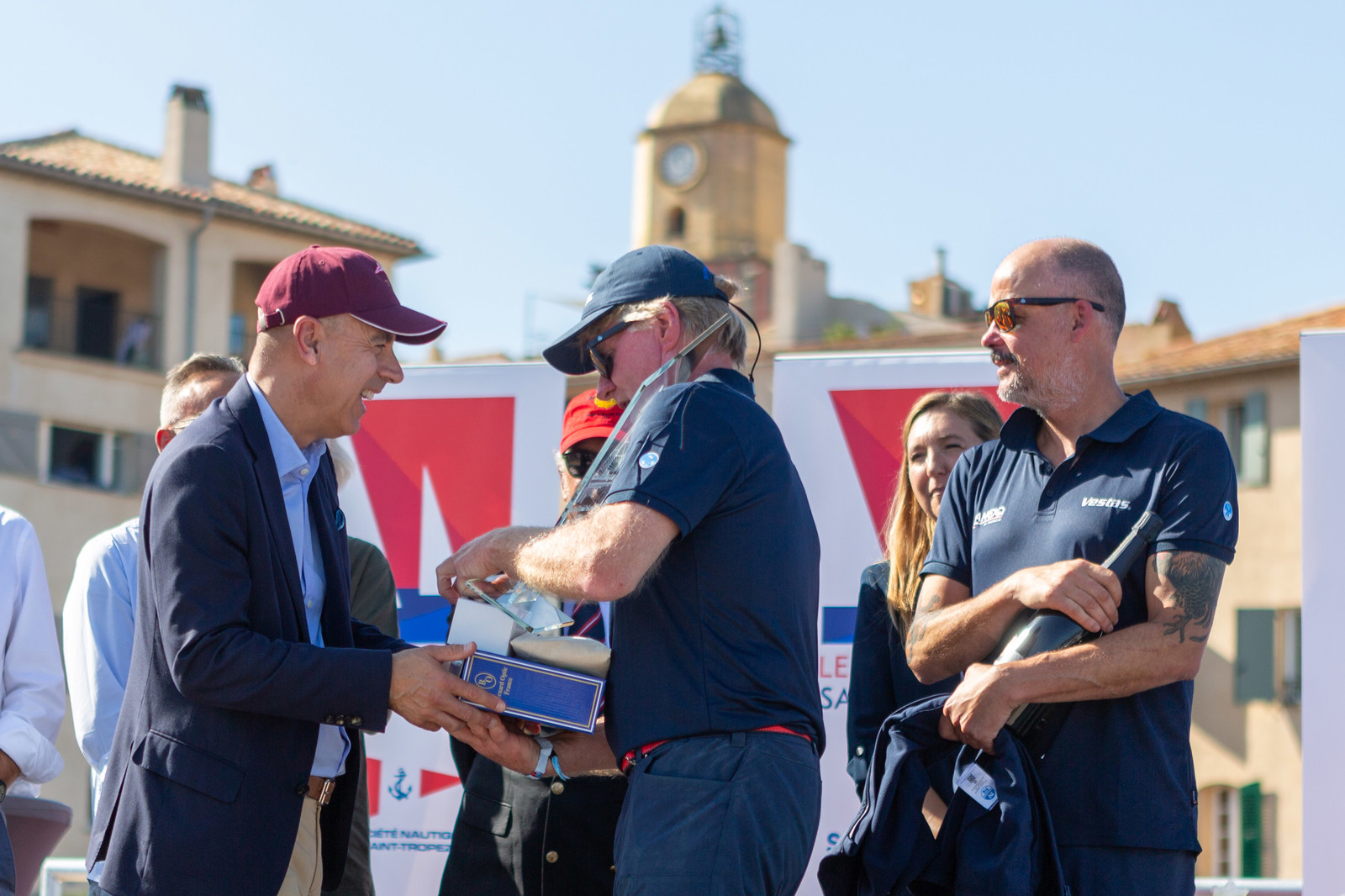 08 10 2023, Saint-Tropez (FRA,83), Les Voiles de Saint-Tropez 2023, Prizegiving classics and moderns 08 10 2023, Saint-Tropez (FRA,83), Les Voiles de Saint-Tropez 2023, Prizegiving classics and moderns