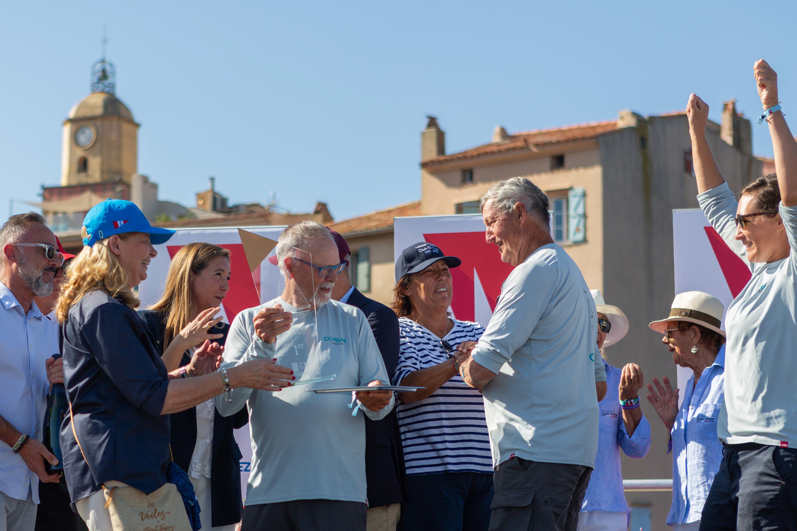 08 10 2023, Saint-Tropez (FRA,83), Les Voiles de Saint-Tropez 2023, Prizegiving classics and moderns 08 10 2023, Saint-Tropez (FRA,83), Les Voiles de Saint-Tropez 2023, Prizegiving classics and moderns