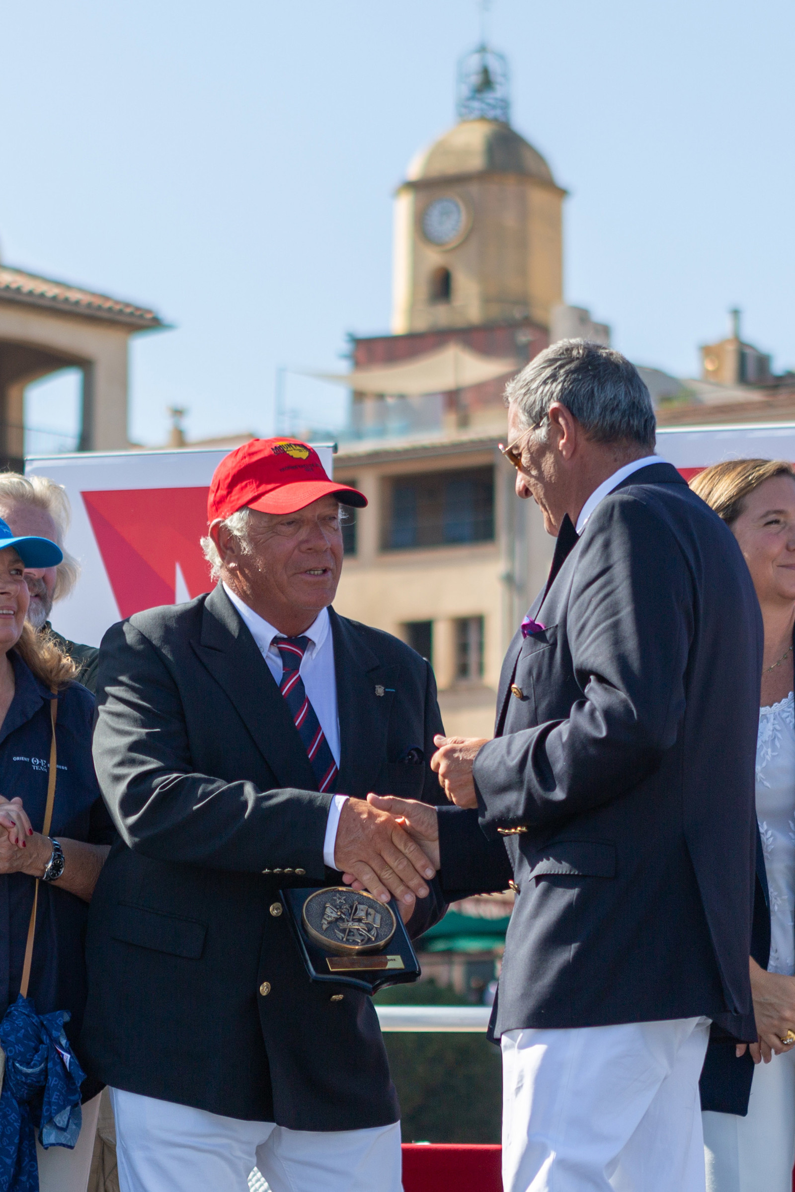 08 10 2023, Saint-Tropez (FRA,83), Les Voiles de Saint-Tropez 2023, Prizegiving classics and moderns 08 10 2023, Saint-Tropez (FRA,83), Les Voiles de Saint-Tropez 2023, Prizegiving classics and moderns