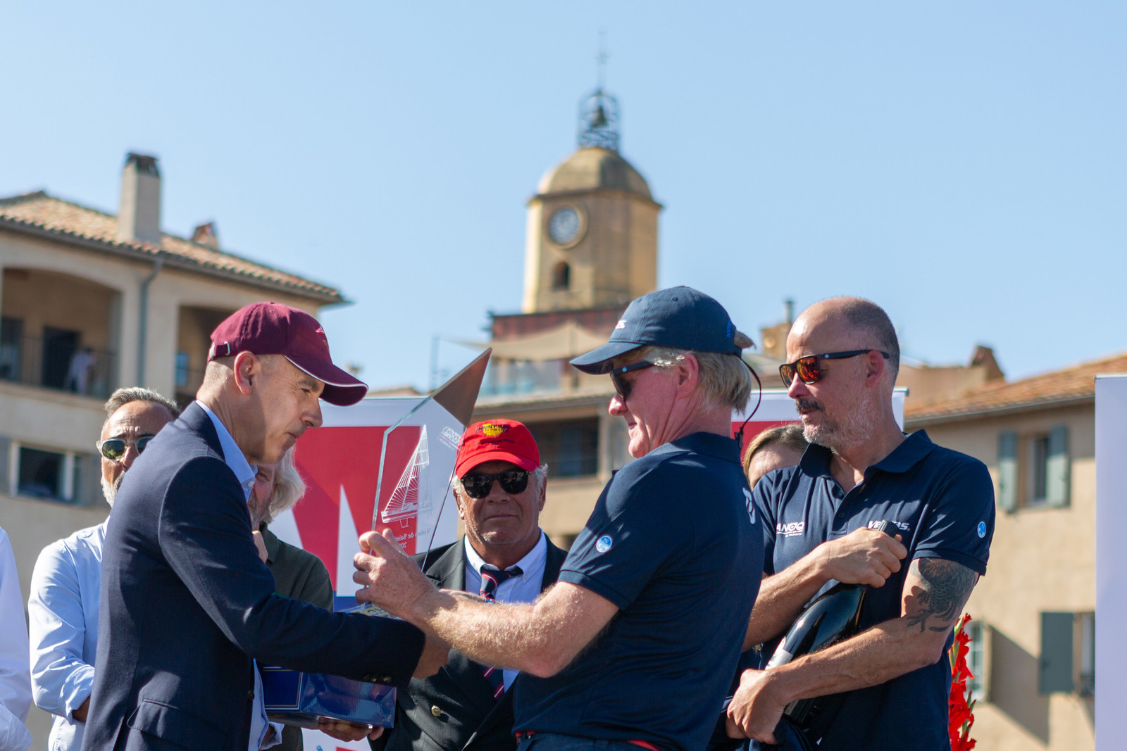 08 10 2023, Saint-Tropez (FRA,83), Les Voiles de Saint-Tropez 2023, Prizegiving classics and moderns 08 10 2023, Saint-Tropez (FRA,83), Les Voiles de Saint-Tropez 2023, Prizegiving classics and moderns