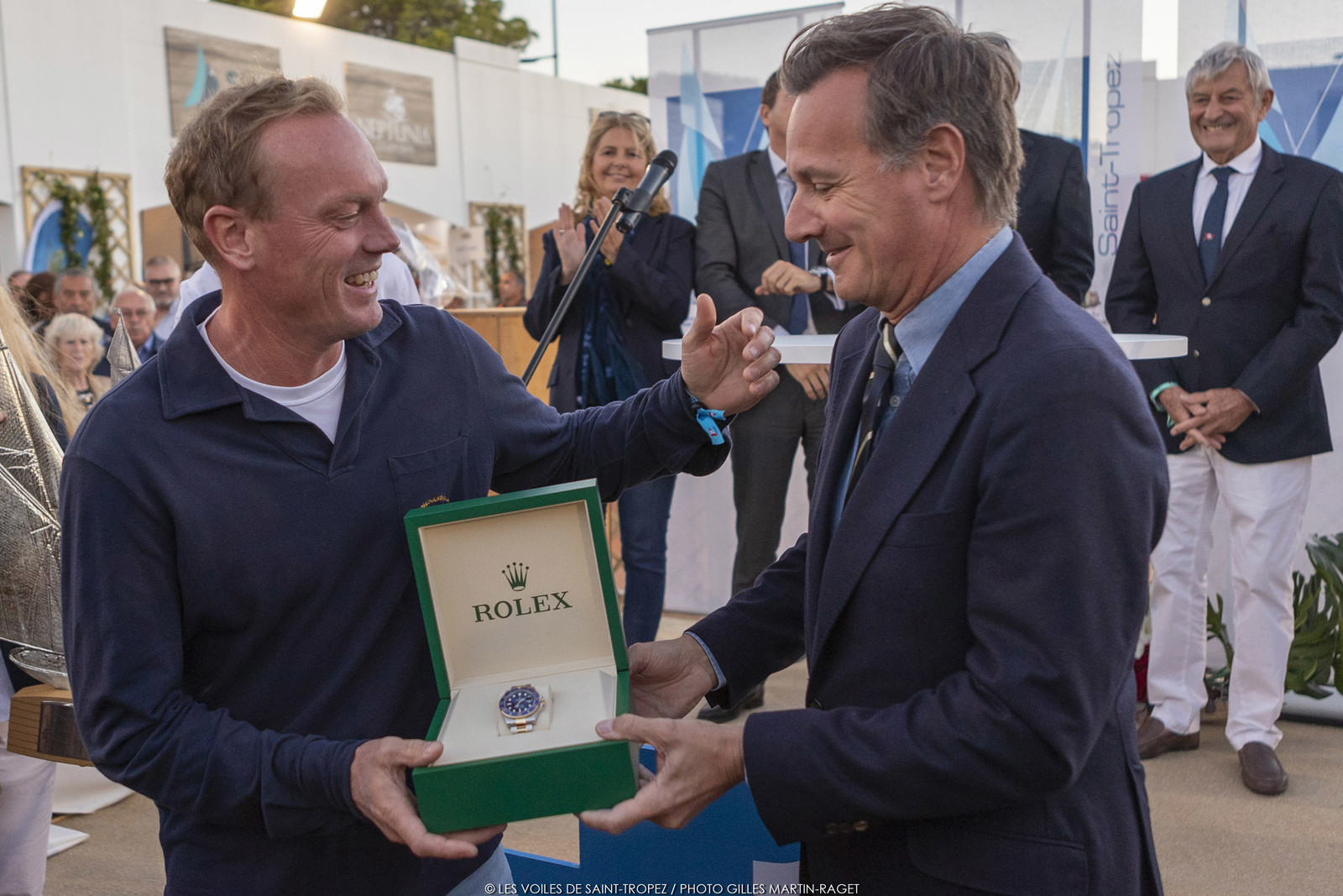 01 10 2022, Saint-Tropez (FRA,83), Voiles de Saint-Tropez 2022, Remise des prix, Shenandoah reçoit le Trophée Rolex