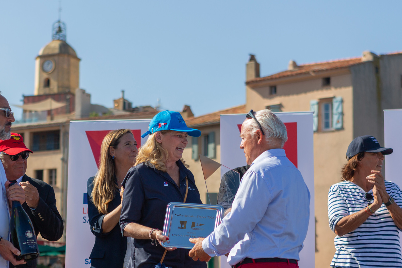 08 10 2023, Saint-Tropez (FRA,83), Les Voiles de Saint-Tropez 2023, Prizegiving classics and moderns 08 10 2023, Saint-Tropez (FRA,83), Les Voiles de Saint-Tropez 2023, Prizegiving classics and moderns